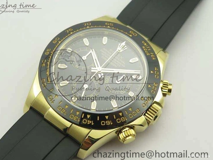 0109 Tailored Daytona 116518 LN YG ARF 1:1 Best Edition Black Dial On Rubber Strap A4130 Super Clone 3479